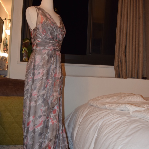 NWT Amsale Sz 6 Floral Print Silk Chiffon Gown - Picture 8 of 8